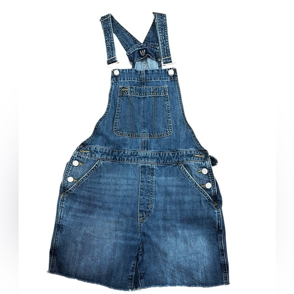 GAP Denim Overall shorts Romper Size Small - Picture 2 of 4